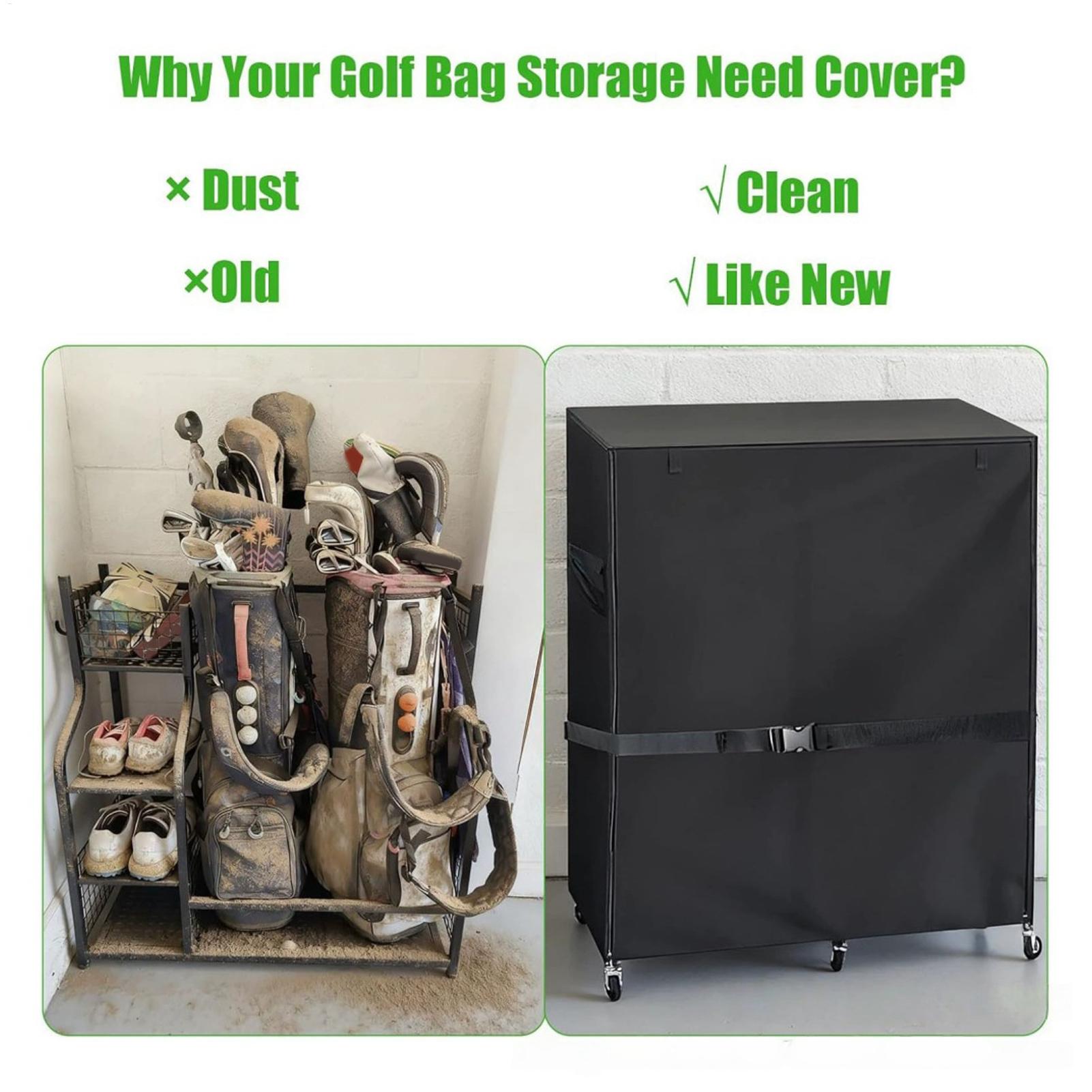 Golf Equipment Garage Organizer - ผ้าคลุมกันฝุ่นสำหรับชั้นวางอุปกรณ์กอล์ฟ ผ้าคลุมอ็อกซ์ฟอร์ดสำหรับจัดเก็บในโรงรถ ผ้าคลุมป้องกันถุงกอล์ฟ ผ้าคลุมจัดเก็บในโรงรถสำหรับอุปกรณ์กีฬาและของเล่น