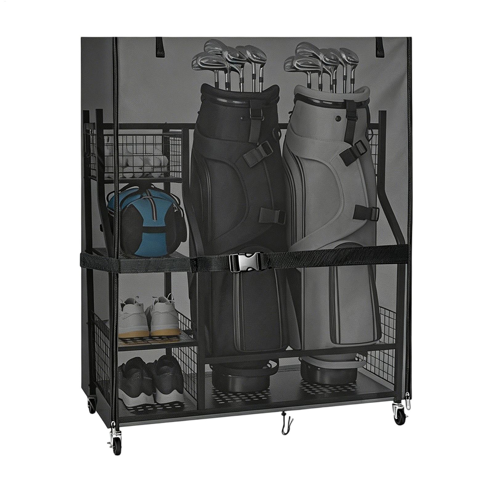 Golf Equipment Garage Organizer - ผ้าคลุมกันฝุ่นสำหรับชั้นวางอุปกรณ์กอล์ฟ ผ้าคลุมอุปกรณ์กอล์ฟแบบ Oxford สำหรับจัดเก็บในโรงรถ ป้องกันฝุ่นละออง สำหรับอุปกรณ์กีฬา