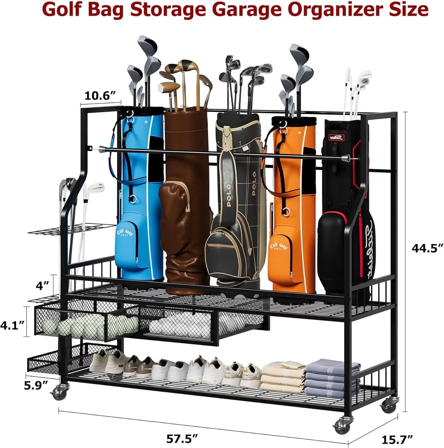 ชั้นวางเก็บถุงกอล์ฟอเนกประสงค์ - Golf Equipment Garage Organizer บทวิจารณ์และราคา