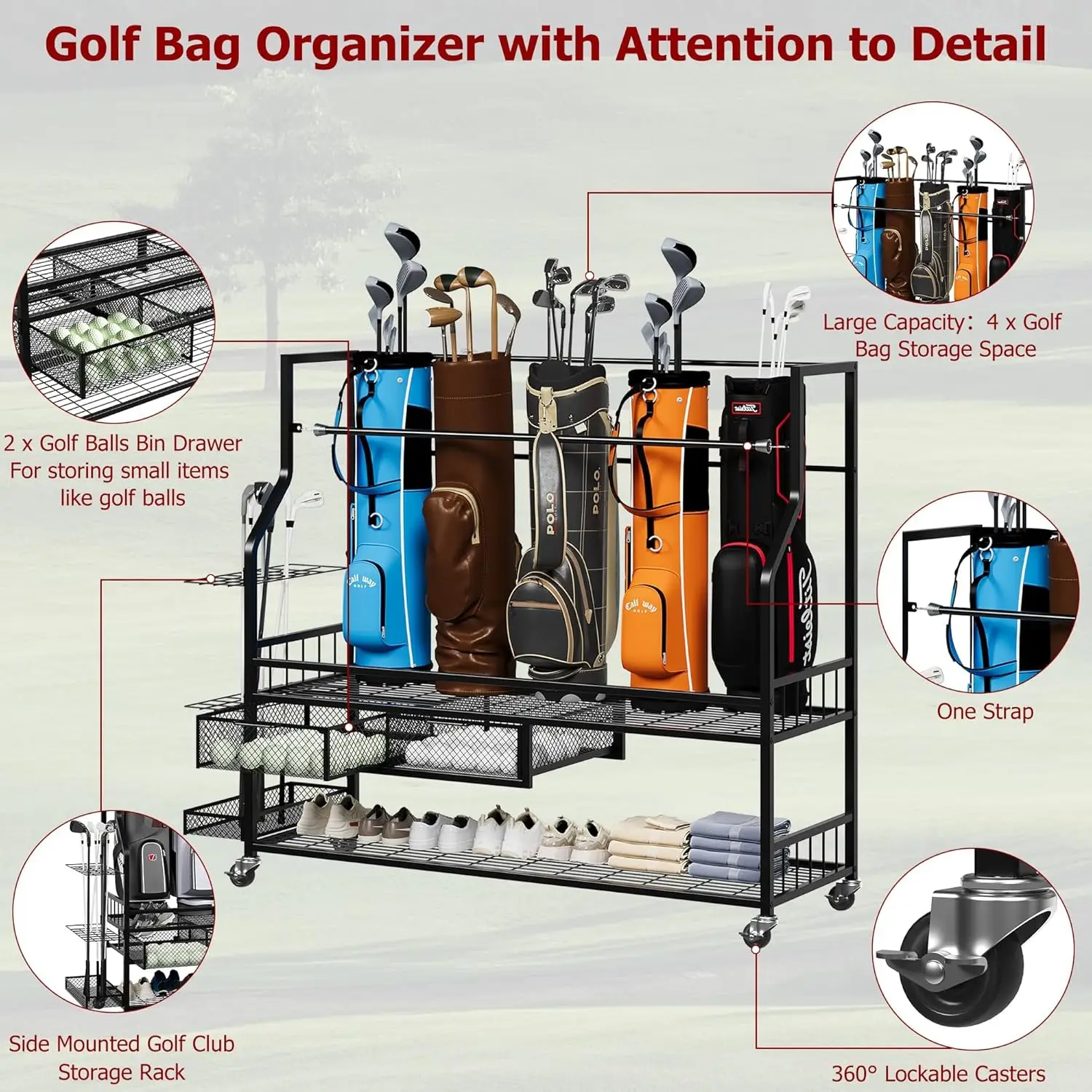 ชั้นวางเก็บถุงกอล์ฟอเนกประสงค์ - Golf Equipment Garage Organizer บทวิจารณ์และราคา