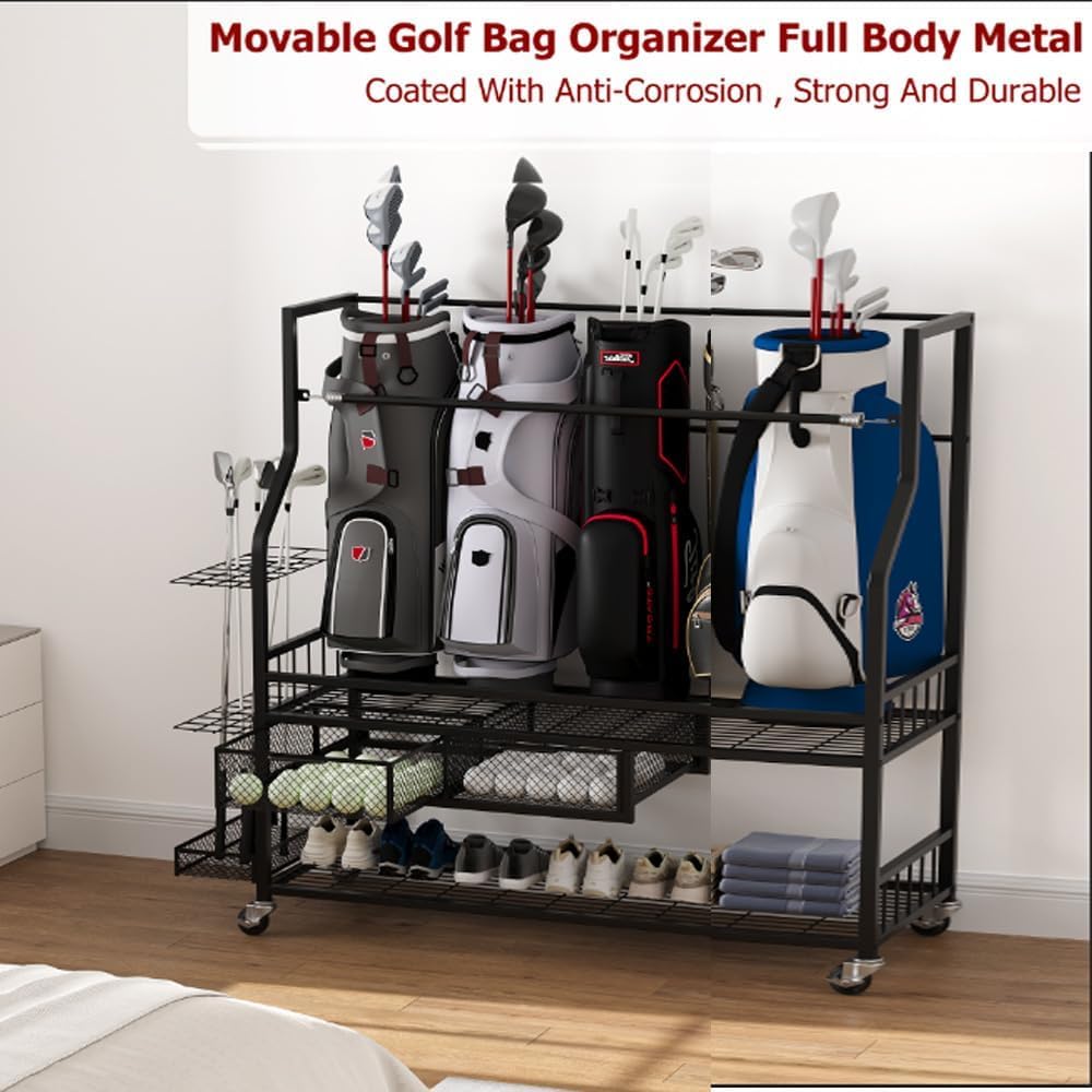 ชั้นวางจัดเก็บถุงกอล์ฟพร้อมลิ้ - Golf Equipment Garage Organizer บทวิจารณ์และราคา